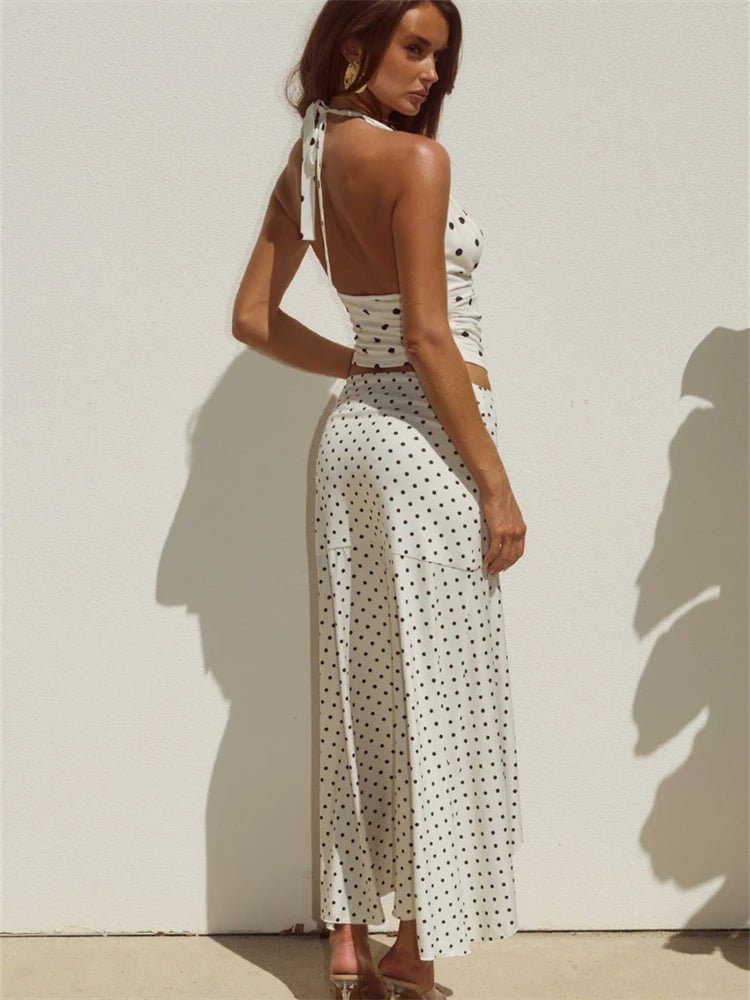 Yui Polka Dot Halter Two Piece Set - Women's Coordinated Two-Piece Outfit - Image 2