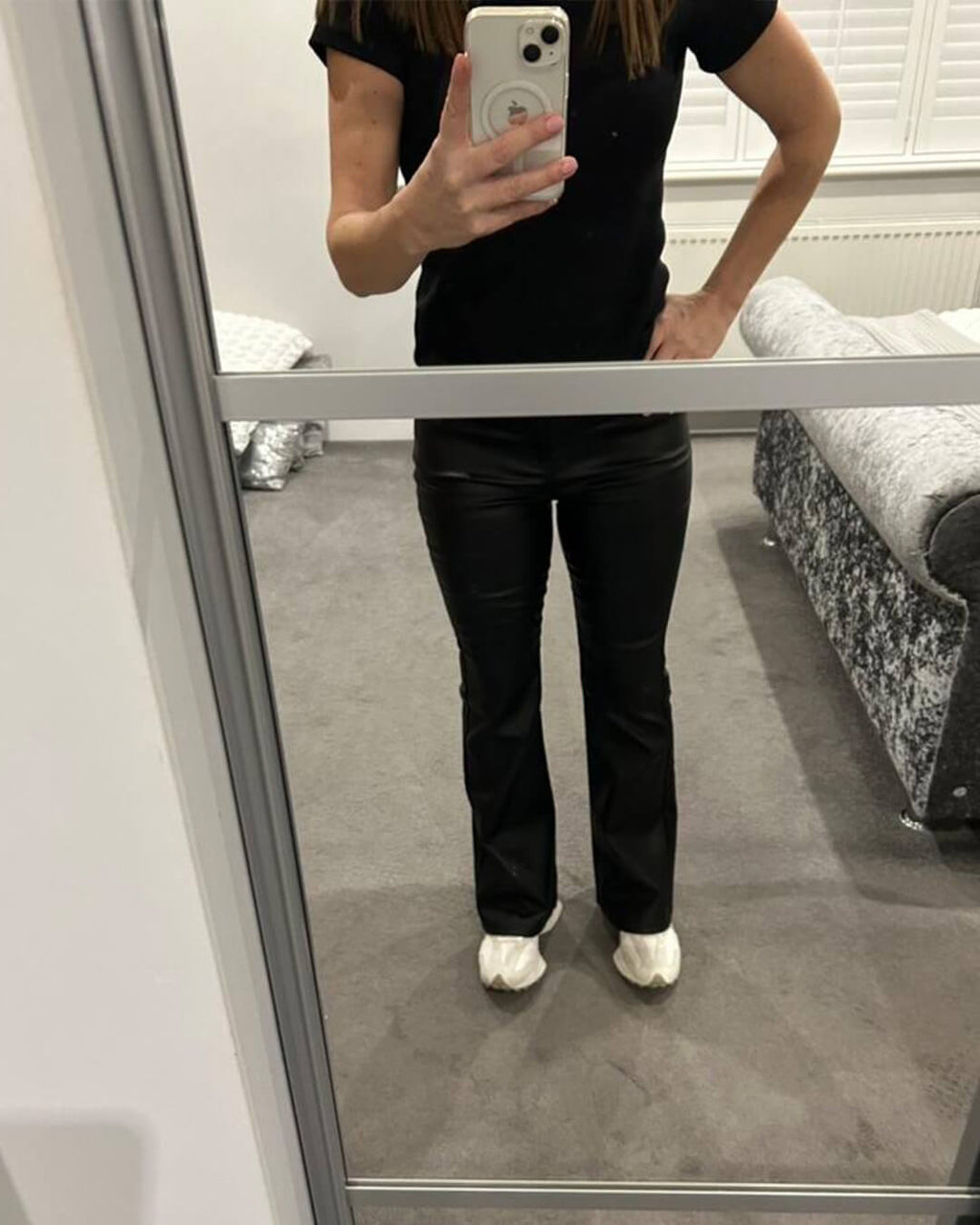 Michelle Faux Leather Flare Pants - Women's Everyday Pants - Image 4