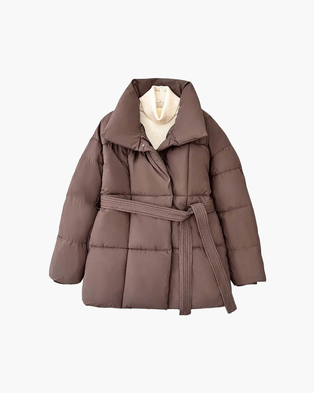 Aemilia Women's Puffer Jacket - Loose Fit Stand Collar Cotton Winter Outerwear