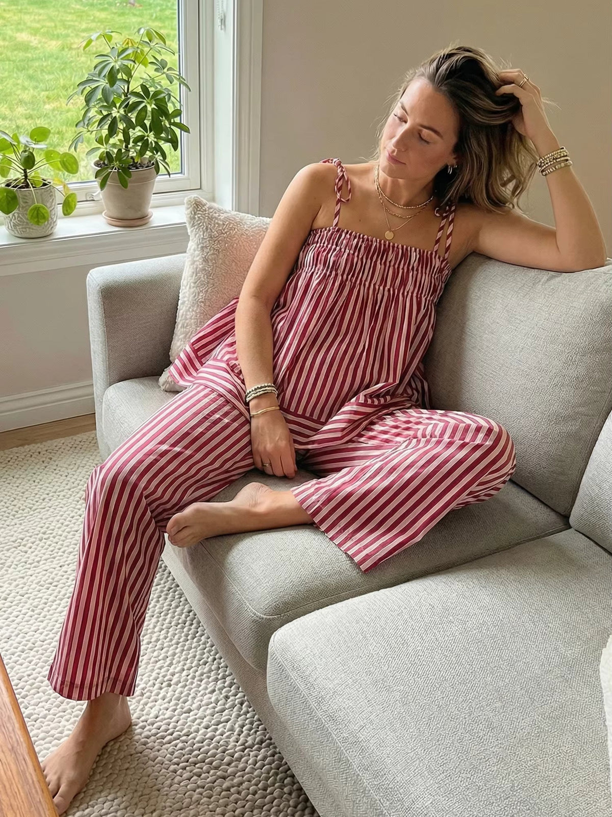 Jasmin Striped Pajama Set - Women's Pajama Set - Image 6