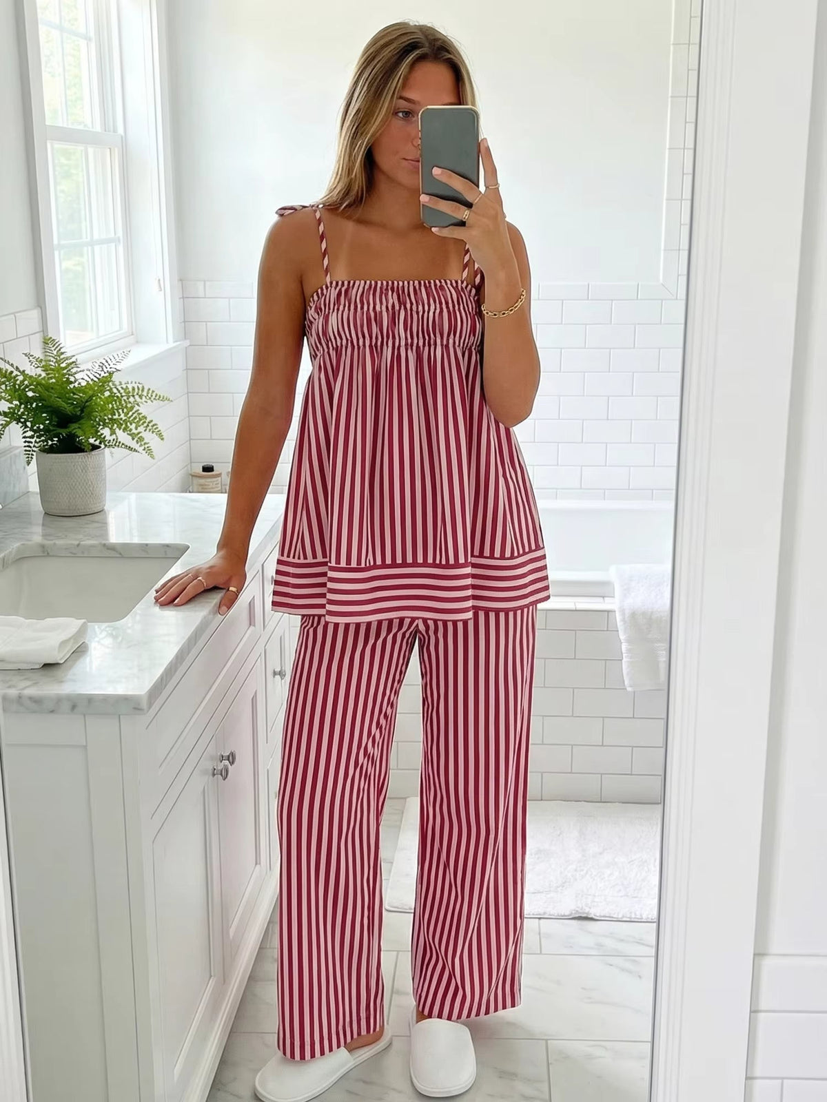 Jasmin Striped Pajama Set - Women's Pajama Set - Image 5