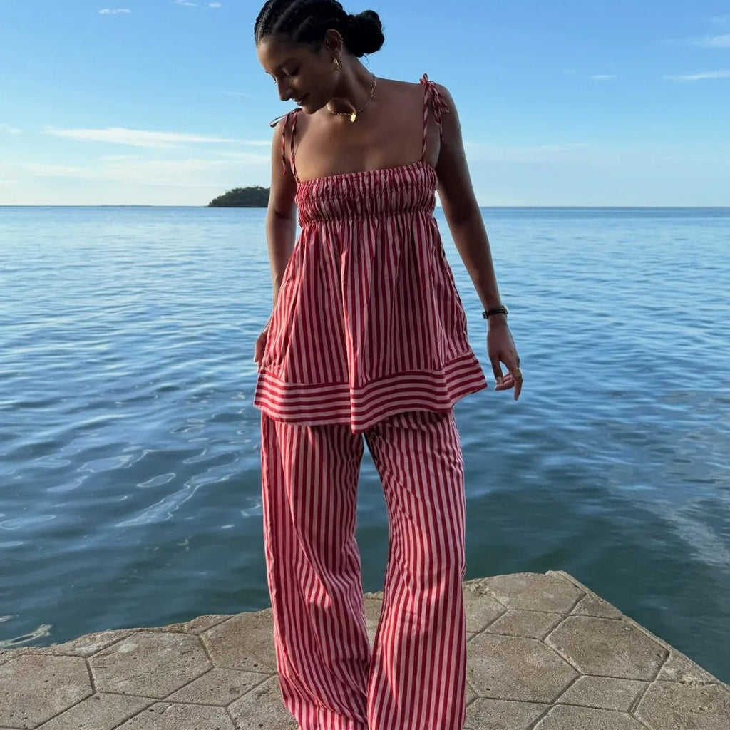 Jasmin Striped Pajama Set - Women's Pajama Set - Image 3