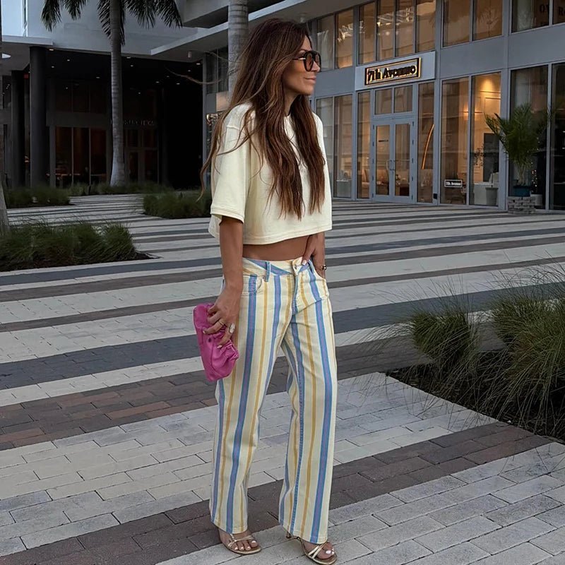Valerie Low-Rise Striped Trousers - Women's Everyday Pants - Image 9