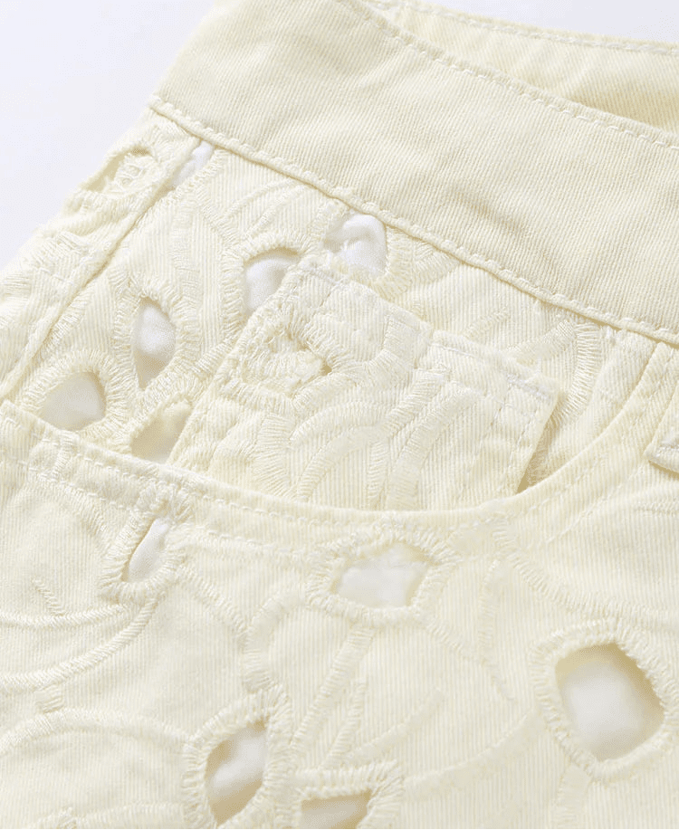 Rachel Hollow-Out Denim High Waist Straight Jeans - Women's Everyday Pants - Image 5