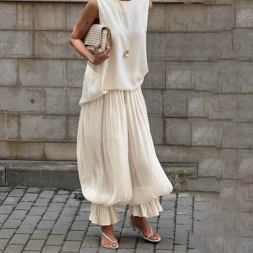Beatrice Sheer Elastic Waist Flare Trousers - Women's Everyday Pants - Image 2