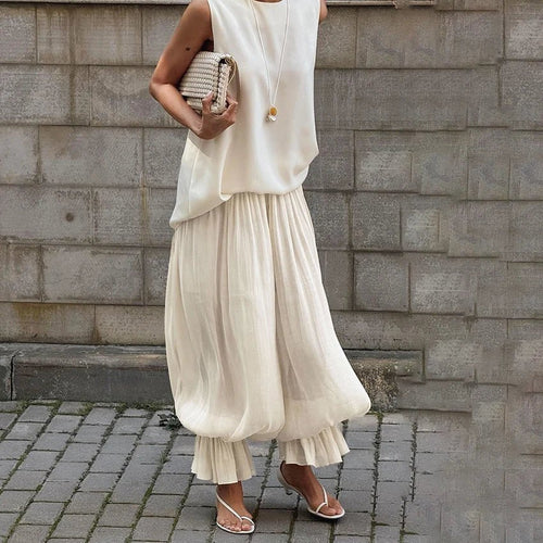 Beatrice Sheer Elastic Waist Flare Trousers - Women's Everyday Pants - Image 2