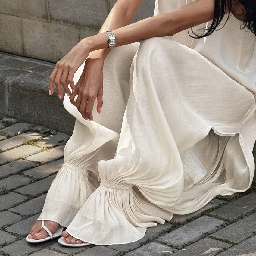 Beatrice Sheer Elastic Waist Flare Trousers - Women's Everyday Pants - Image 4