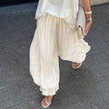 Beatrice Sheer Elastic Waist Flare Trousers - Women's Everyday Pants