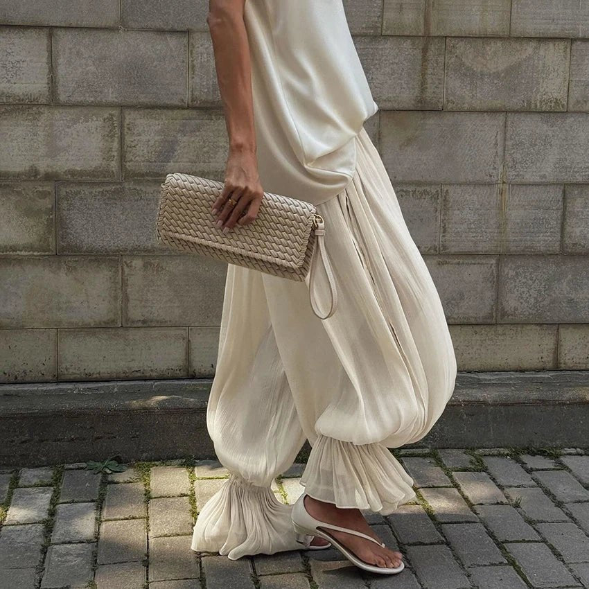 Beatrice Sheer Elastic Waist Flare Trousers - Women's Everyday Pants - Image 3
