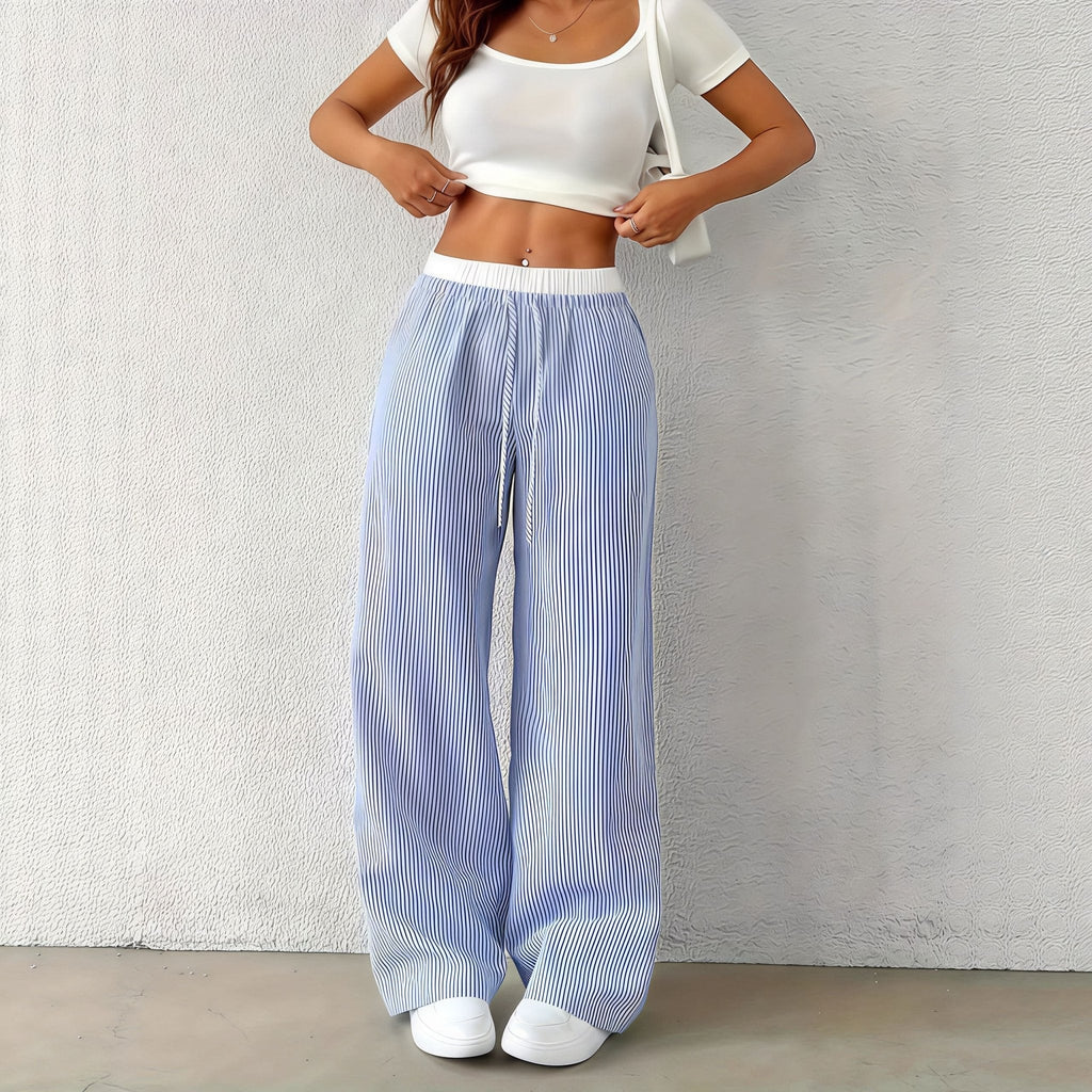 Beatrice Striped Straight Casual Pants - Women's Everyday Pants - Image 2