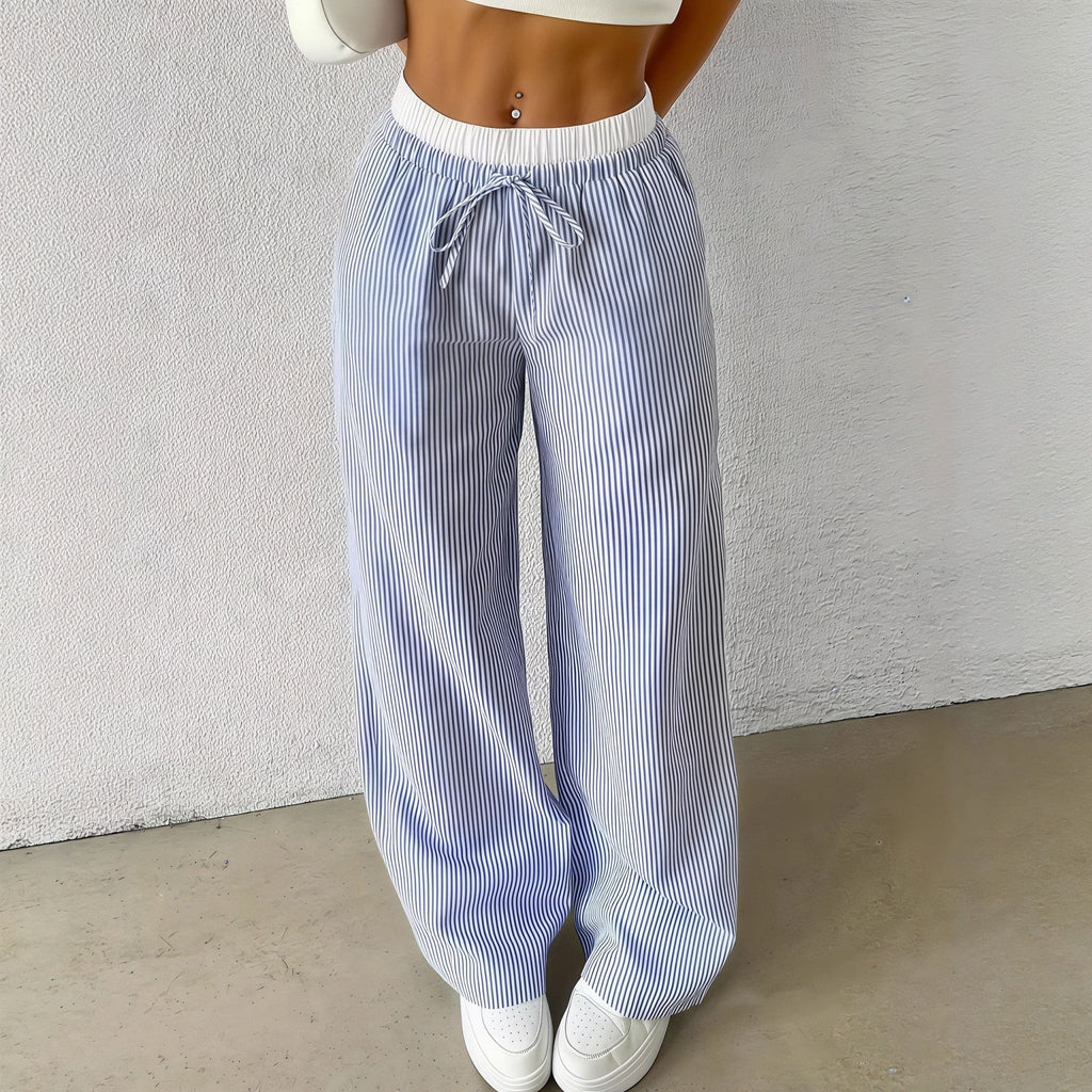 Beatrice Striped Straight Casual Pants - Women's Everyday Pants