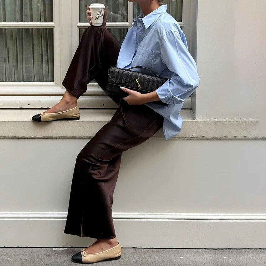 Cameron Satin Flare Leg Pants - Women's Everyday Pants - Image 5
