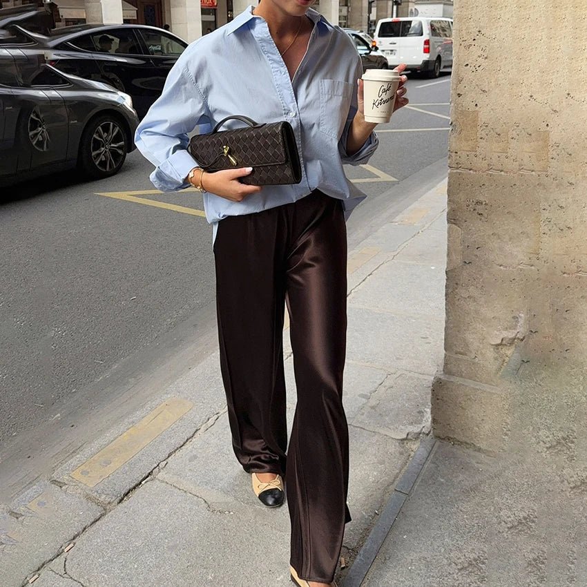 Cameron Satin Flare Leg Pants - Women's Everyday Pants
