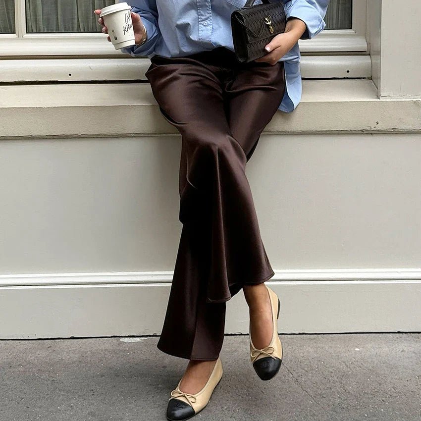 Cameron Satin Flare Leg Pants - Women's Everyday Pants - Image 6