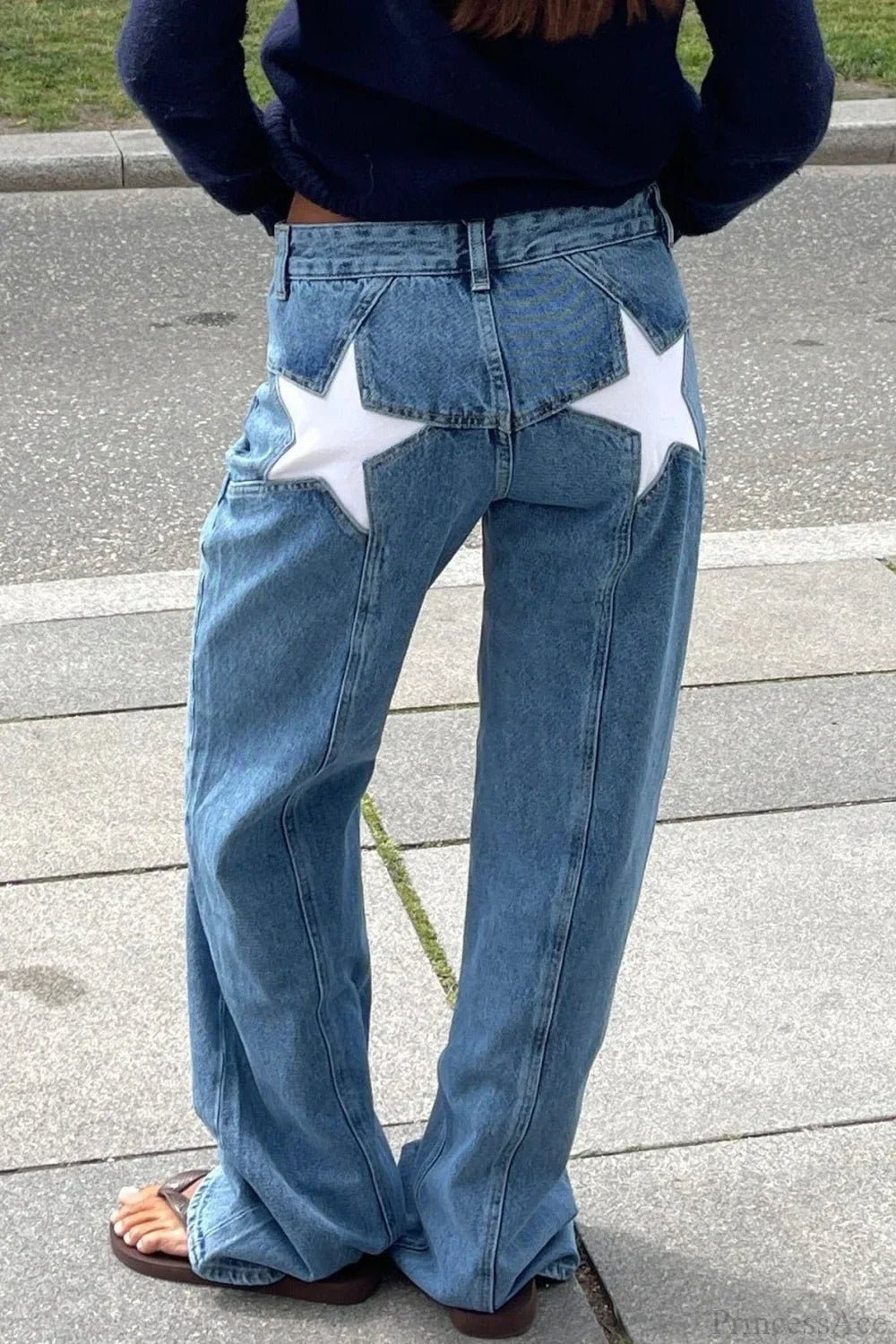Charlize Star Patchwork Color-Block Jeans - Women's Everyday Pants - Image 5