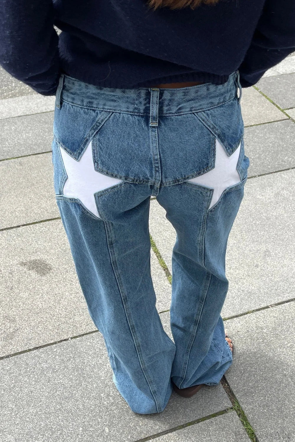 Charlize Star Patchwork Color-Block Jeans - Women's Everyday Pants