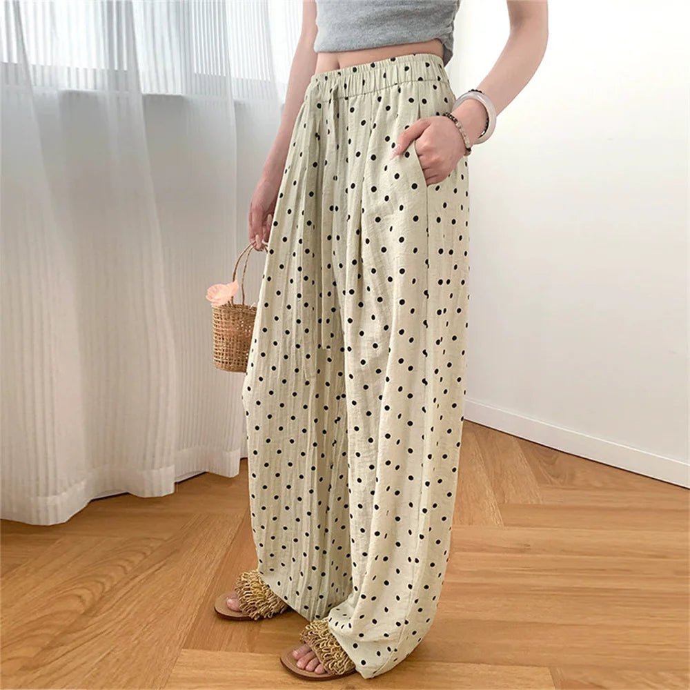 Elizabeth Polka Dot Wide Leg Linen Pants - Women's Everyday Pants - Image 3