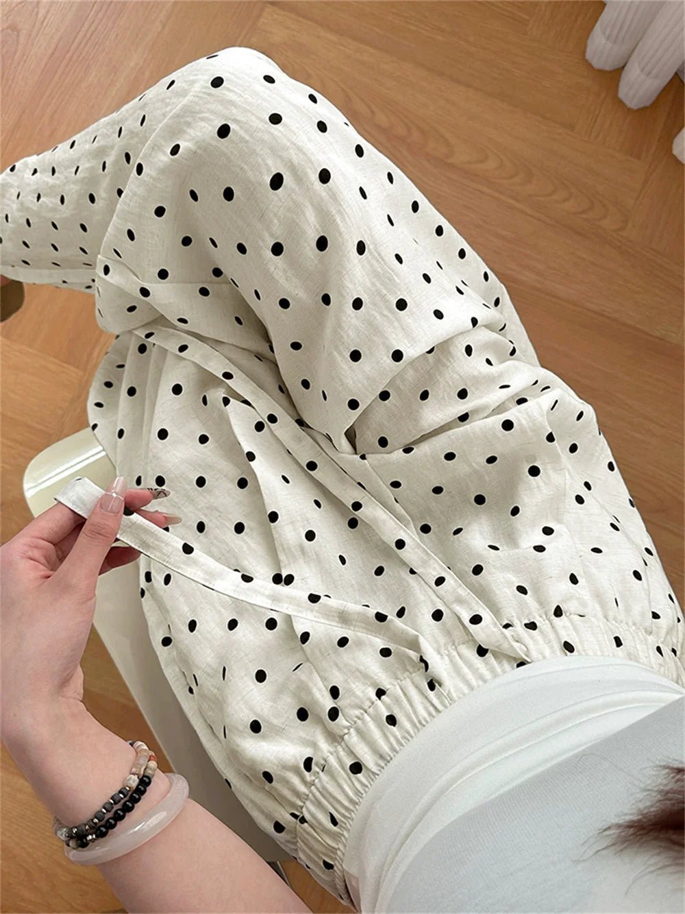Elizabeth Polka Dot Wide Leg Linen Pants - Women's Everyday Pants - Image 5