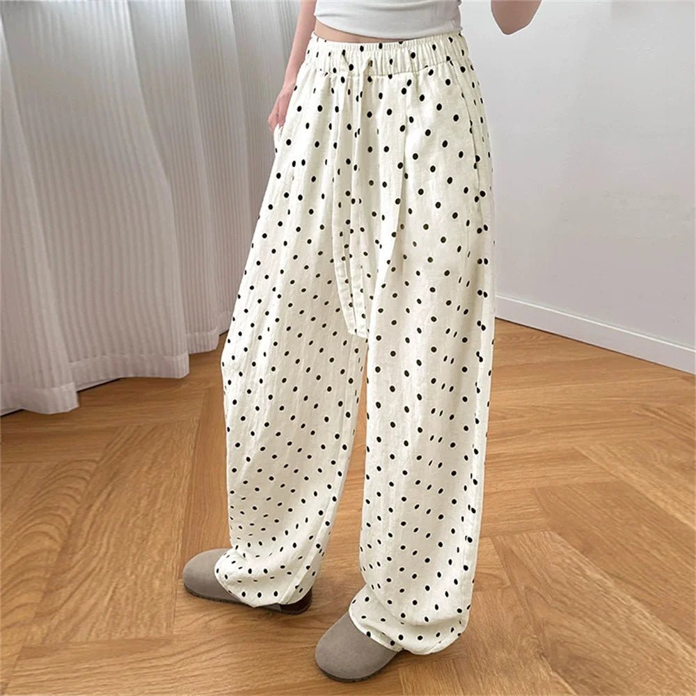 Elizabeth Polka Dot Wide Leg Linen Pants - Women's Everyday Pants - Image 4
