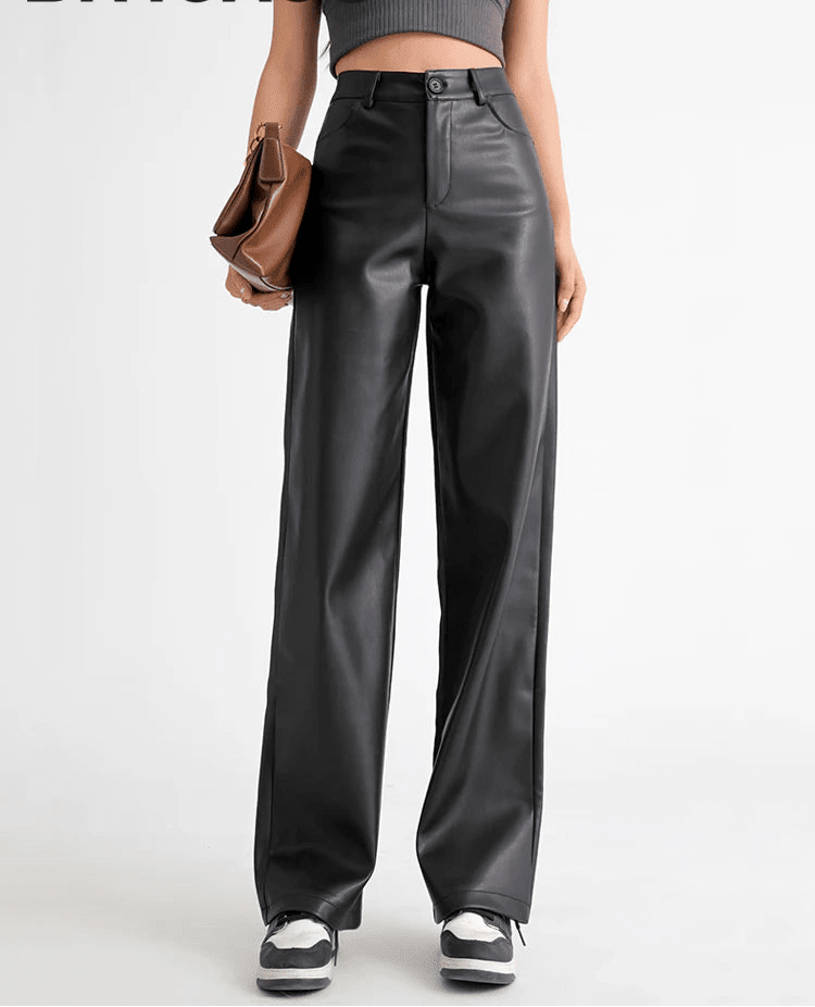 Giselle High Waisted Leather Pants - Women's Everyday Pants - Image 5