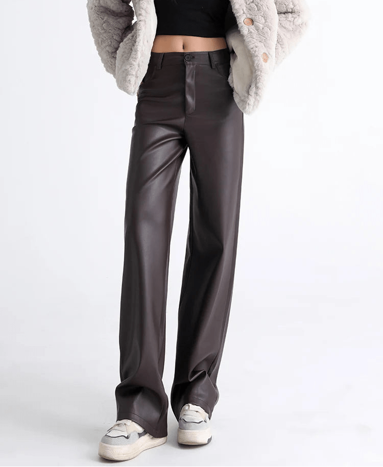 Giselle High Waisted Leather Pants - Women's Everyday Pants - Image 4