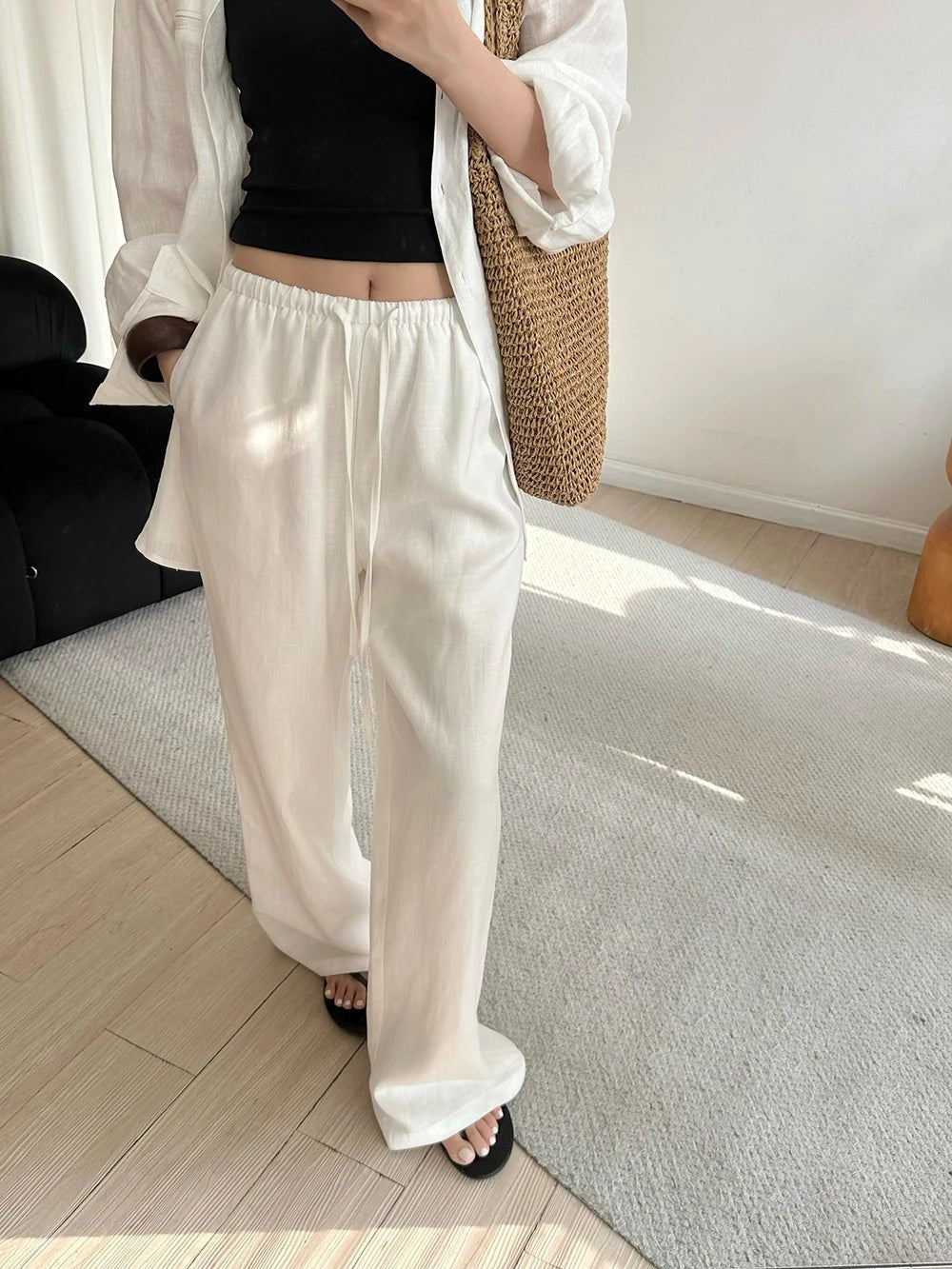 Kendall Wide Leg Linen Pants - Women's Everyday Pants - Image 5