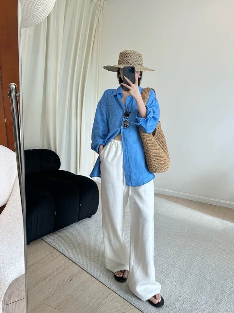 Kendall Wide Leg Linen Pants - Women's Everyday Pants - Image 8