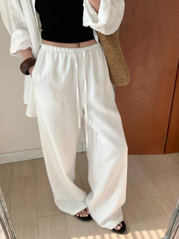 Kendall Wide Leg Linen Pants - Women's Everyday Pants - Image 3