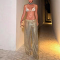 Margot Gold Drawstring Wide Leg Pants - Women's Everyday Pants - Image 2