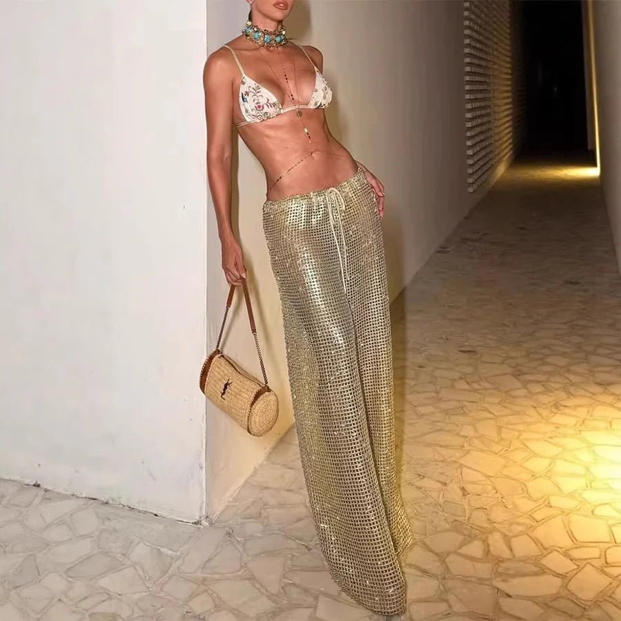 Margot Gold Drawstring Wide Leg Pants - Women's Everyday Pants - Image 4
