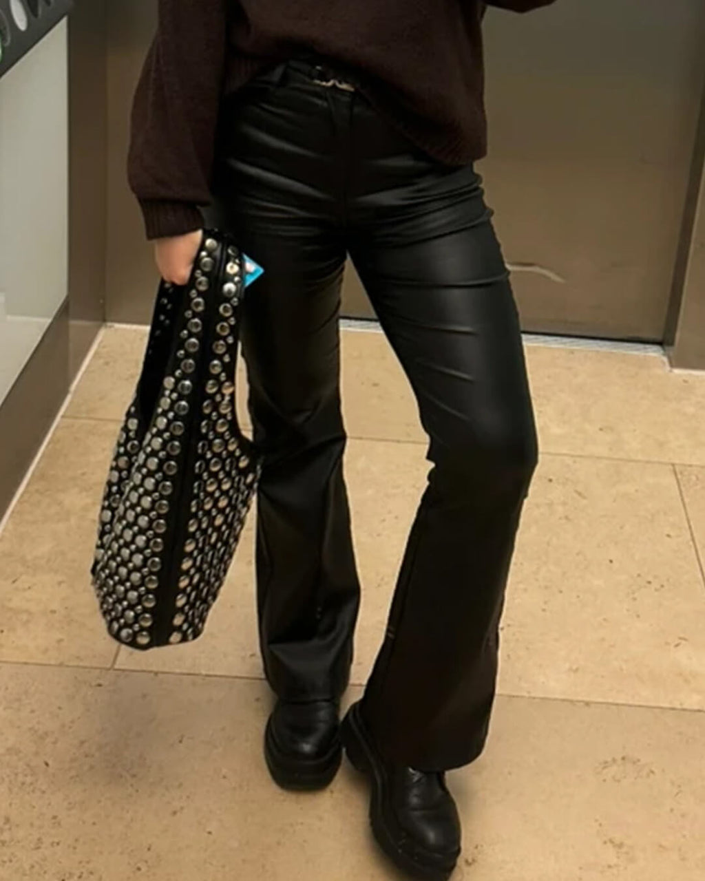 Michelle Faux Leather Flare Pants - Women's Everyday Pants