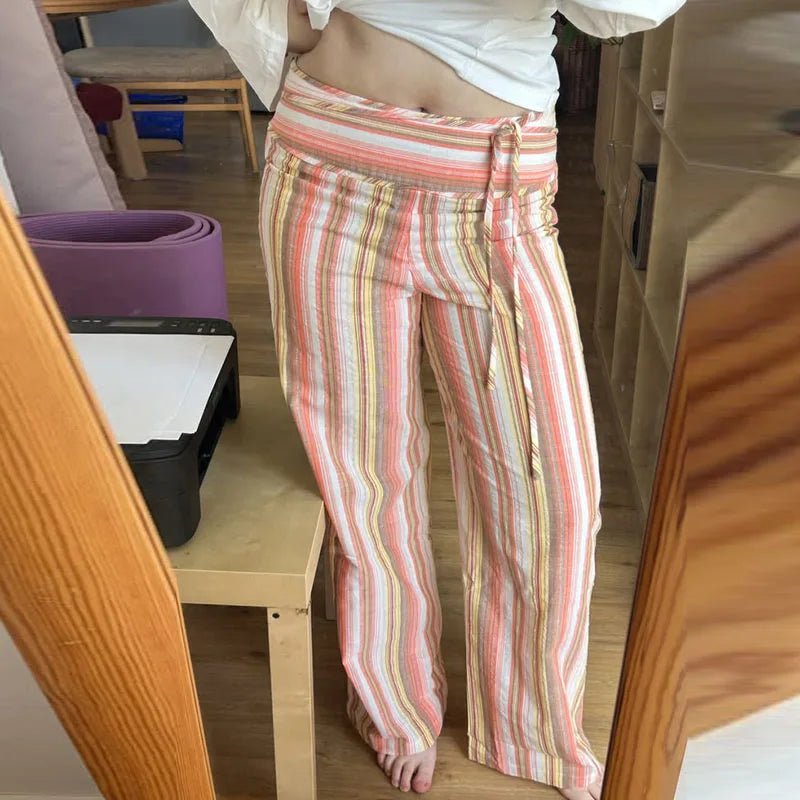 Sienna Striped Palazzo Pants for Women - Wide Leg Boho Summer Beach Pants - Image 6
