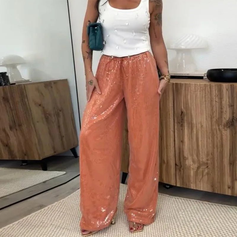 Sophia Sequin Wide-Leg Trousers - Women's Everyday Pants - Image 5