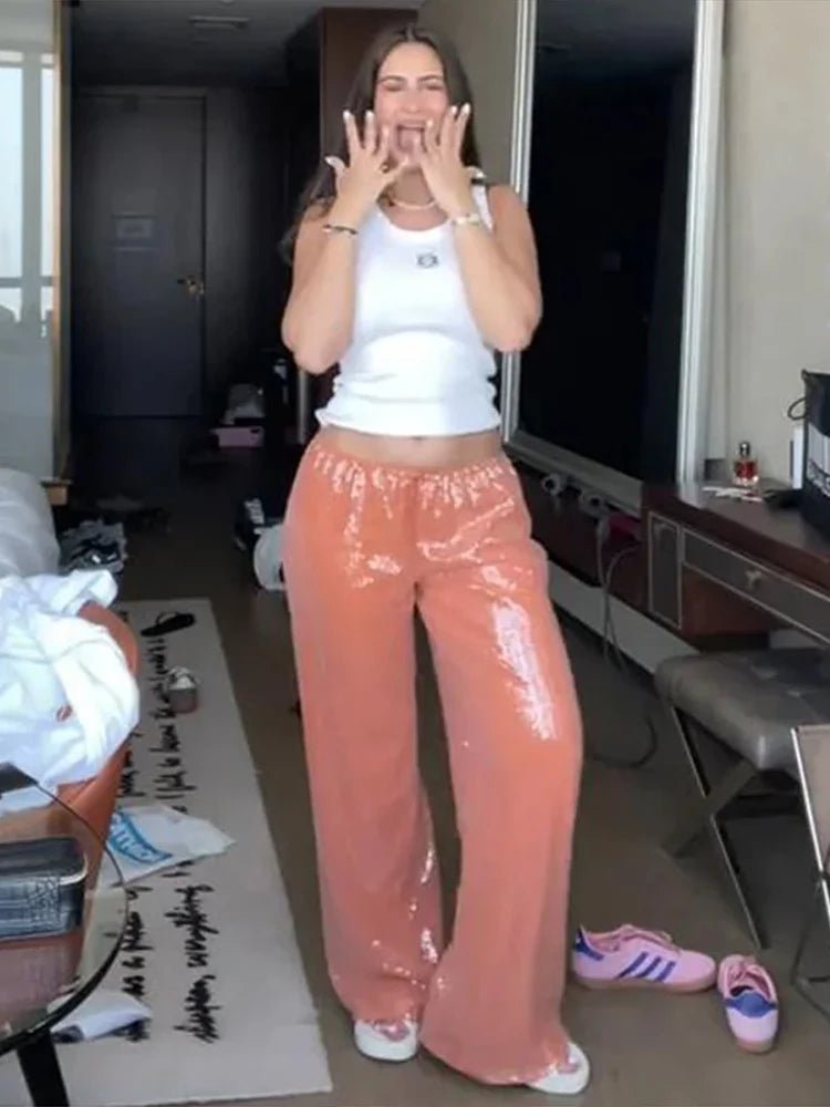 Sophia Sequin Wide-Leg Trousers - Women's Everyday Pants - Image 7