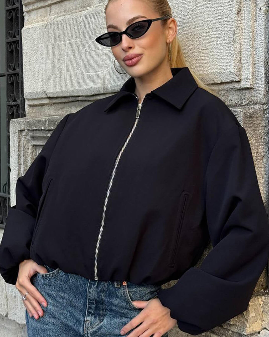 Seraphina Puffed Bomber Jacket - Women's Fall and Winter Outerwear - Image 4