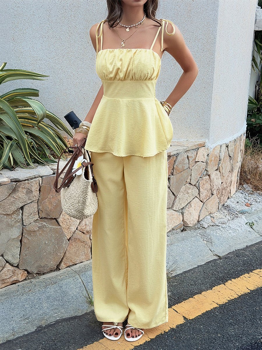 Annalyn Pleated Spaghetti Strap Two-Piece Set - Women's Coordinated Two-Piece Outfit - Image 6