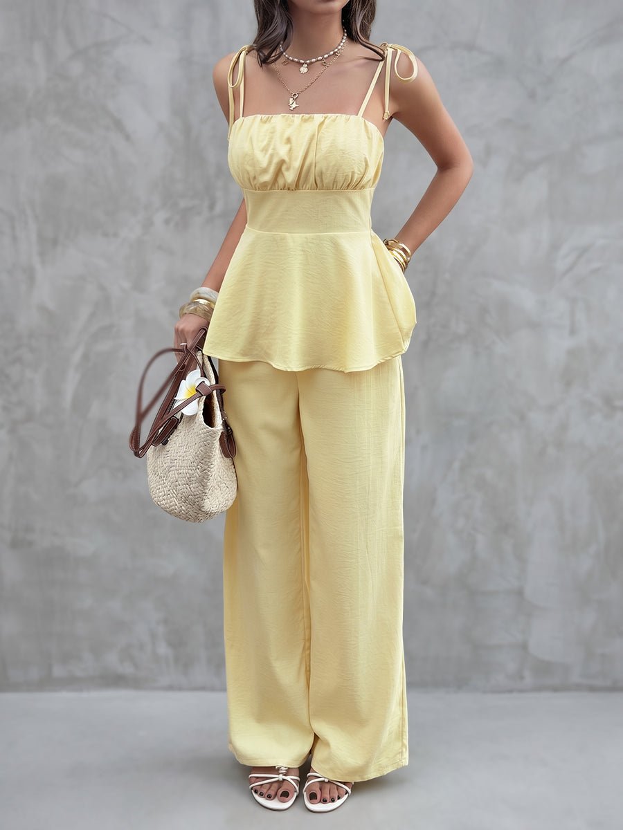 Annalyn Pleated Spaghetti Strap Two-Piece Set - Women's Coordinated Two-Piece Outfit - Image 2