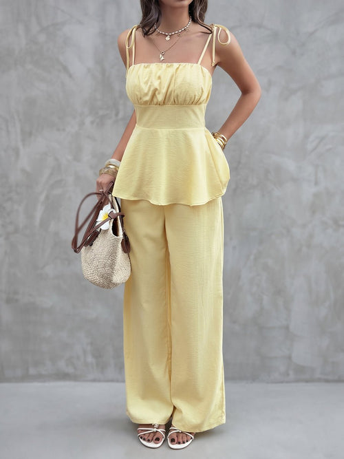 Annalyn Pleated Spaghetti Strap Two-Piece Set - Women's Coordinated Two-Piece Outfit - Image 2