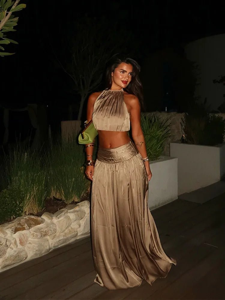 Isabelle Halter Backless Top & Skirt Set - Women's Coordinated Outfit - Image 2