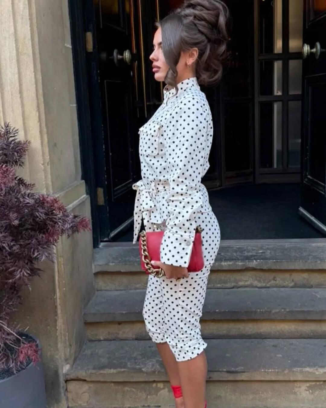 Jia Polka Dot High-Waist Trouser Set - Women's Coordinated Two-Piece Outfit - Image 2