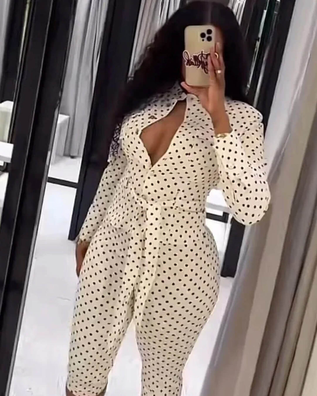 Jia Polka Dot High-Waist Trouser Set - Women's Coordinated Two-Piece Outfit - Image 8