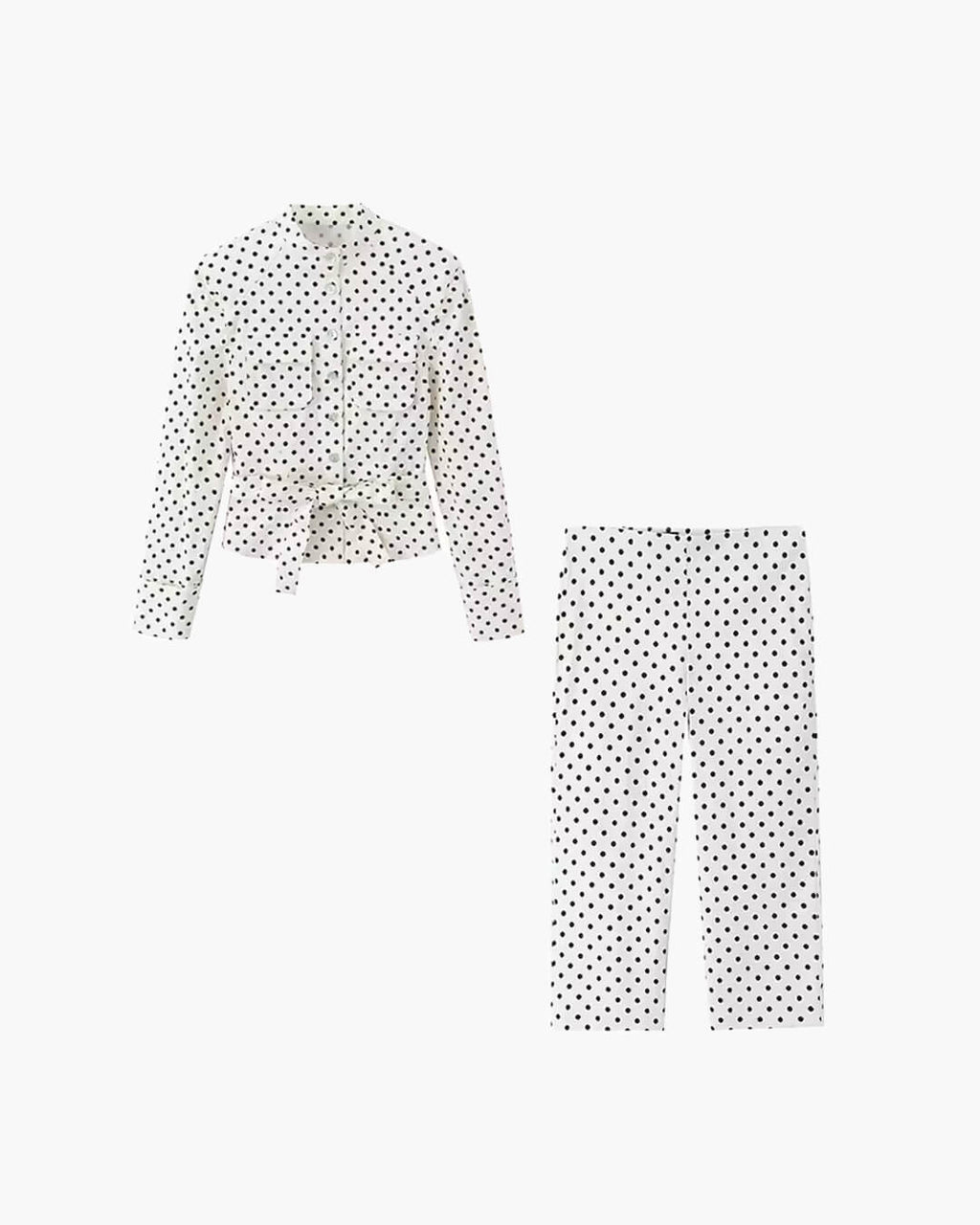Jia Polka Dot High-Waist Trouser Set - Women's Coordinated Two-Piece Outfit - Image 5
