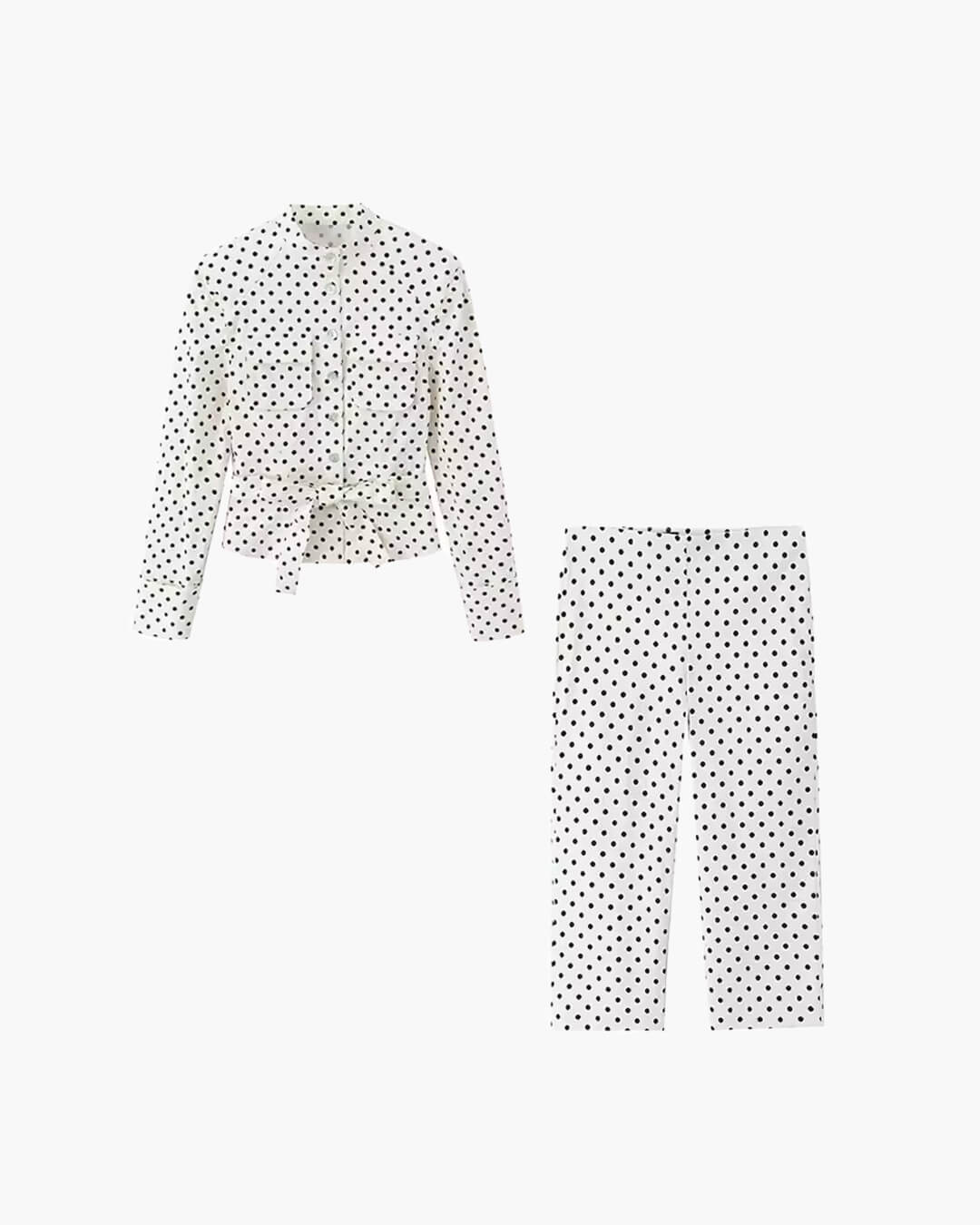 Jia Polka Dot High-Waist Trouser Set - Women's Coordinated Two-Piece Outfit - Image 5