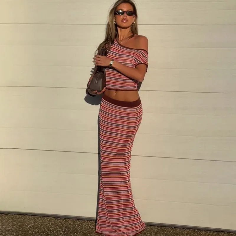 Lyndie Striped Knit Dress Set - Women's Coordinated Outfit - Image 5