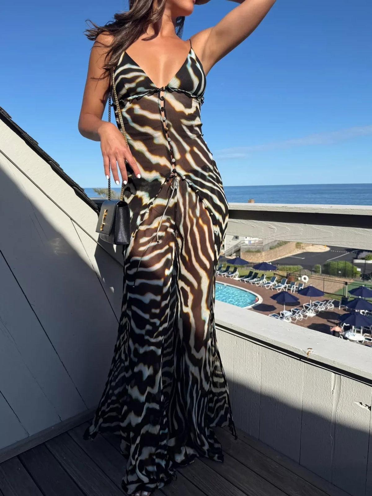 Marina Women's Zebra Print Chiffon Co-Ord Set - Two-Piece Matching Set - Image 3