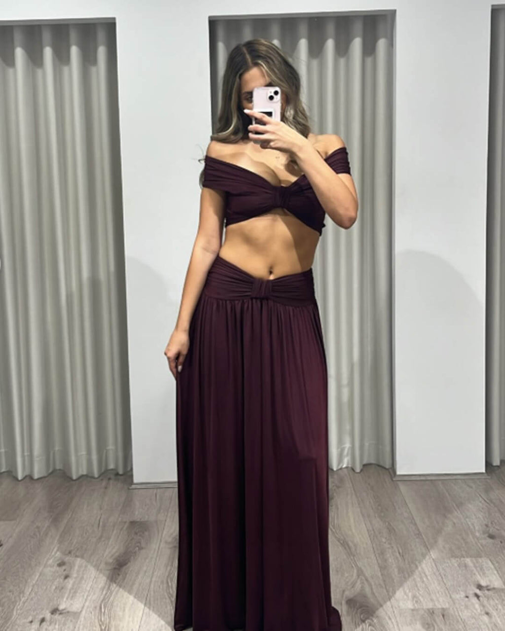Mira Knotted Off-the-Shoulder Top Set - Women's Coordinated Outfit - Image 3