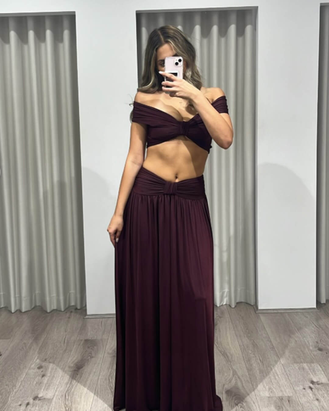 Mira Knotted Off-the-Shoulder Top Set - Women's Coordinated Outfit - Image 3