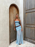 Miriam Striped Bandeau Top Sheer Skirt Set - Women's Coordinated Outfit