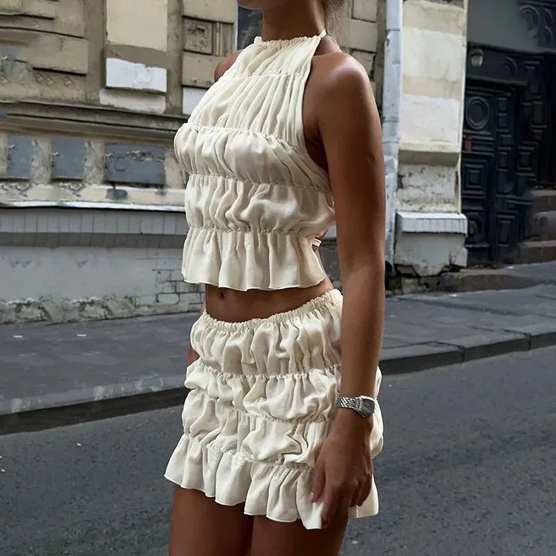Priya Tie-Up Tank & Pleated Skirt Set - Women's Coordinated Outfit - Image 5