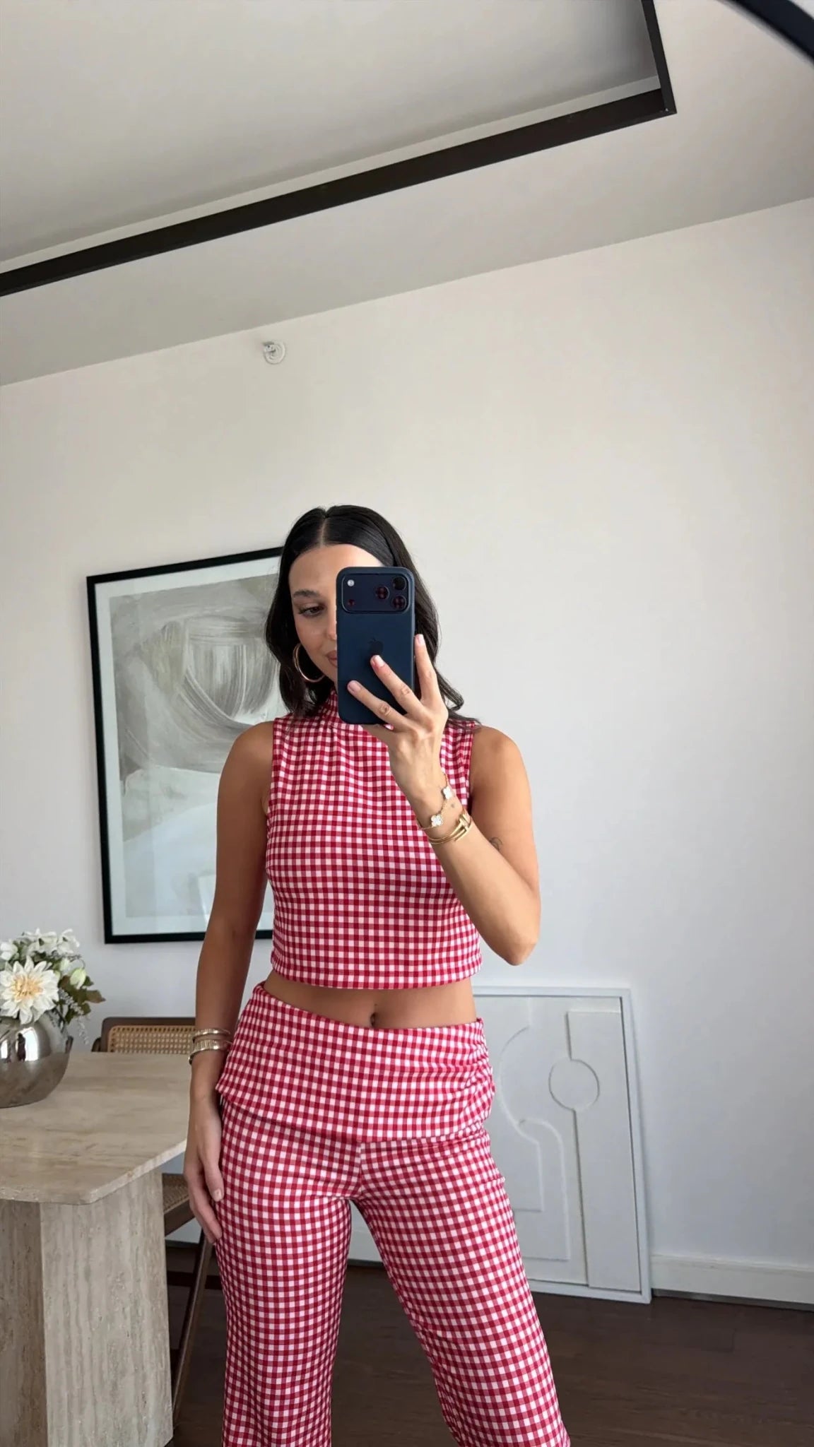 Sophia Plaid Crop Top Co-Ord Set - Women's Coordinated Outfit - Image 3